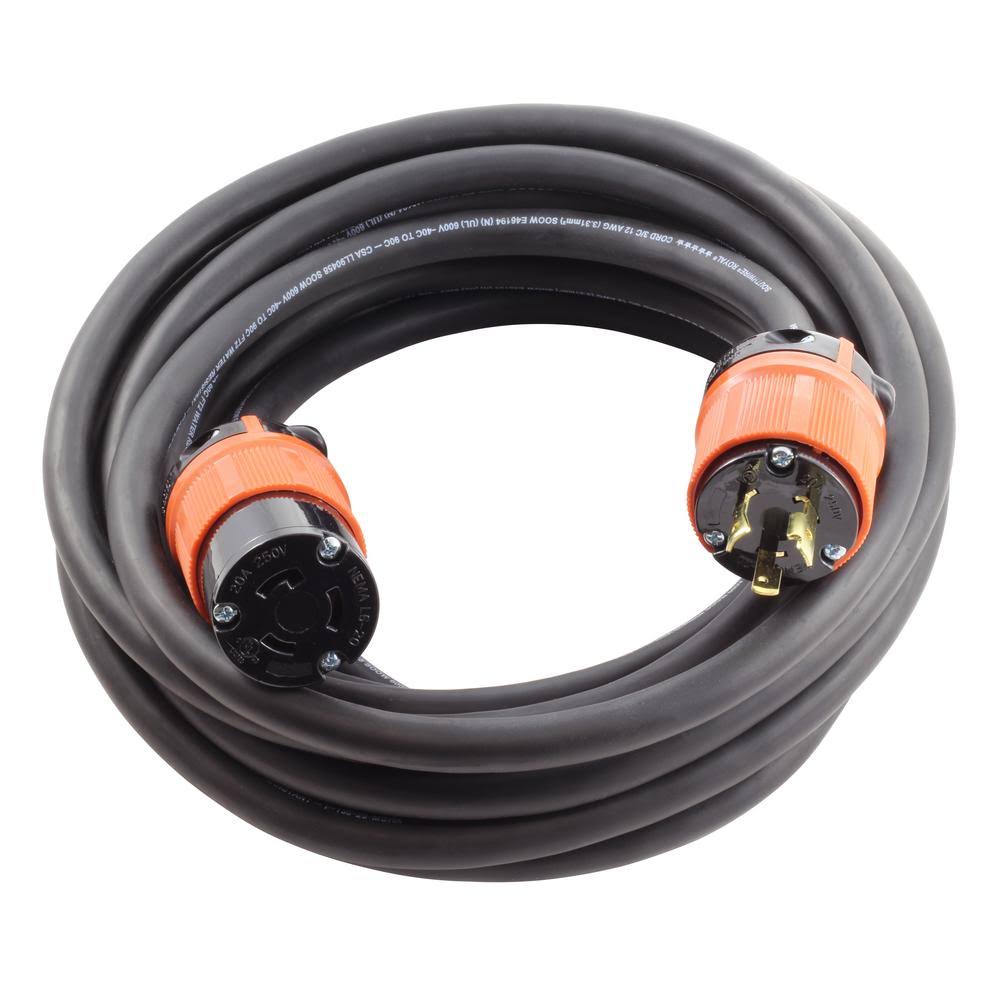 AC Works [l620pr] SOOW 12/3 NEMA L6-20 20Amp 250Volt Rubber Extension Cord - 100ft QGG4_G3MGY30