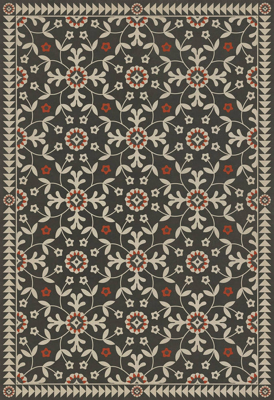 Spicher and Company 3&2x22 x 4&8x22 Distressed Black/Beige/Red - Time Takes It All Small Folk Art Museum Vintage Vinyl Whig Rose XRQ8_Q5TNT70