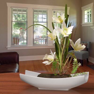 Orren Ellis Orchid Floral Arrangement in White Planter EME0_X0FHR23