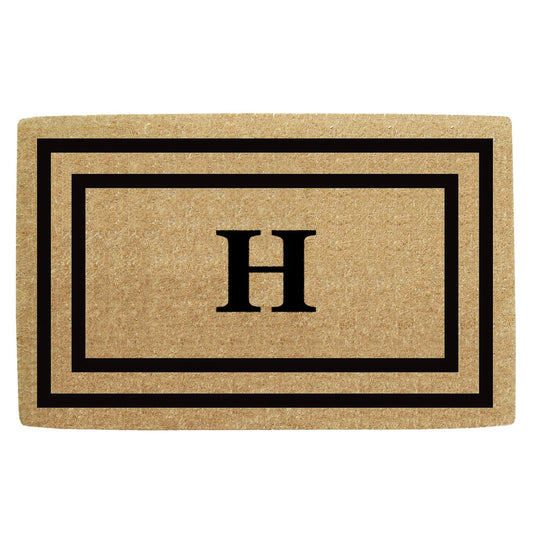 Nedia Home O2169H 30 x 48 in. Thin Double Picture Frame Heavy Duty Coir Door Mat Monogrammed H - Black LJE3_P5WIQ80