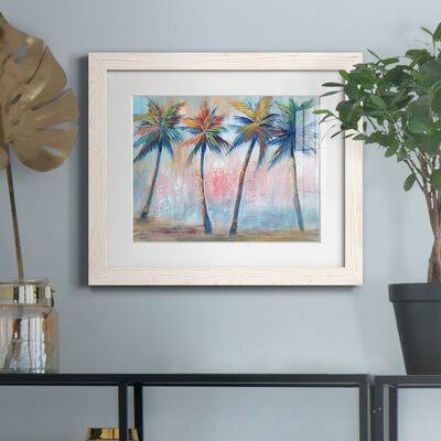 Color Pop Palms - Picture Frame Painting Print on Paper Bay Isle Home Format: White Framed Paper, Size: 17x22 H x 20x22 W x 1x22 VYL0_I6GRP15