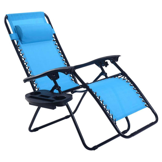 CASAINC Blue Folding Zero Gravity Metal Outdoor Lounge Chair JIB0_F3RWB33