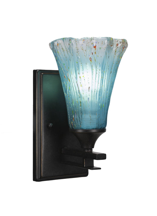 Toltec Lighting-131-DG-725-Uptowne - One Light Wall Sconce Dark Granite Finish with Teal Crystal Glass WNC8_U4OWP22