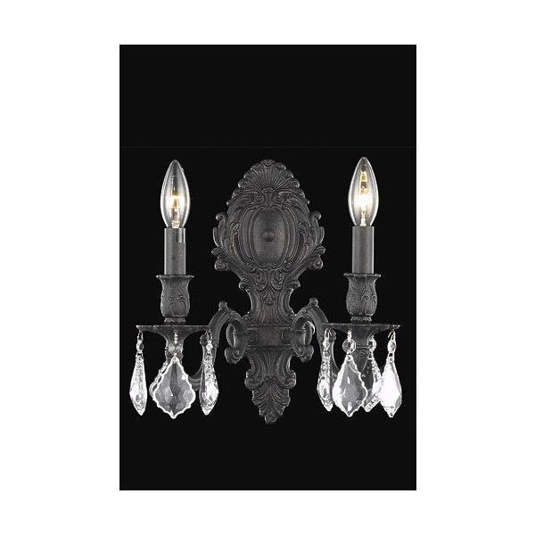 World of Classic Wall Sconces 2 Light with Clear Crystal Royal Cut Dark Bronze 10 inch 120 Watts WE50922 EBG2_G8QJY30