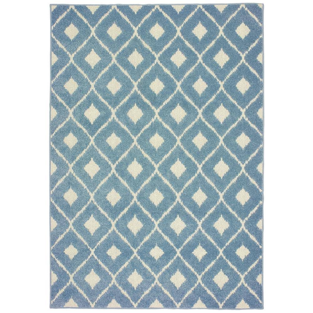 AVERLEY Home Katalina Blue/Ivory 8 ft. x 10 ft. Diamond Indoor/Outdoor Area Rug CMT1_T8LHP07