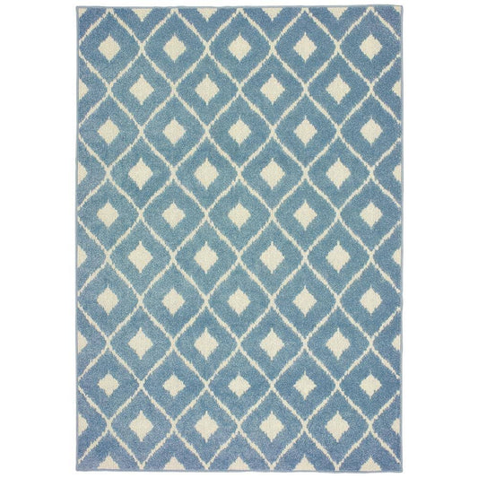 AVERLEY Home Katalina Blue/Ivory 8 ft. x 10 ft. Diamond Indoor/Outdoor Area Rug CMT1_T8LHP07