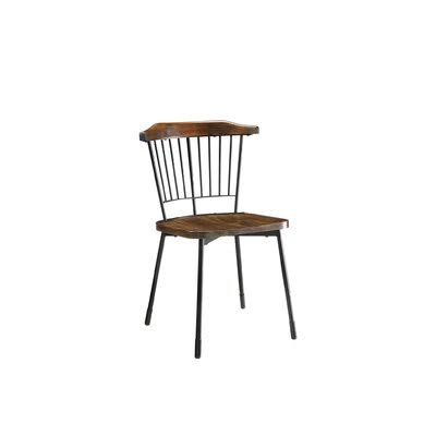 Abdullatif Slat Back Side Chair in Brown Oak Gracie Oaks Frame Color: Black EIB6_E8EIA23