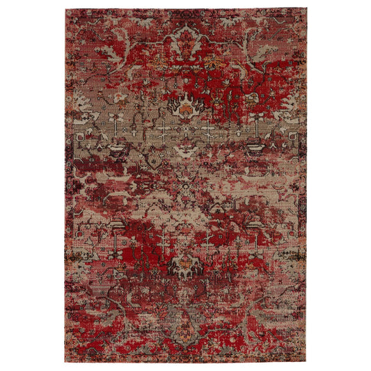 Amorette Indoor/ Outdoor Oriental Area Rug - Red/Beige - 5&3x22 x 7&6x22 DPP7_J1RLS09