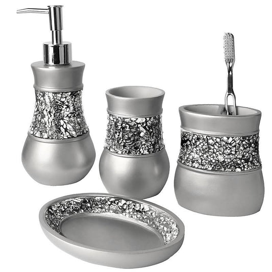 Everly Quinn Rabin Brushed Nickel 4-Piece Bathroom Accessory Set AFW7_X2KYR58