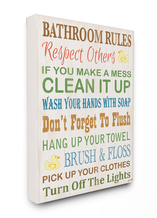 Stupell Industries Rules Typography Rubber Ducky Bathroom Canvas Wall Art, 24 x BIQ8_I2RRO31