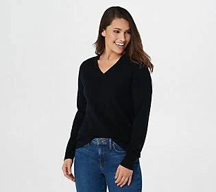 Soft by NAADAM 100% Cashmere Essential V-Neck Pullover, Size XX-Small, Black WRU8_D5ZSR89