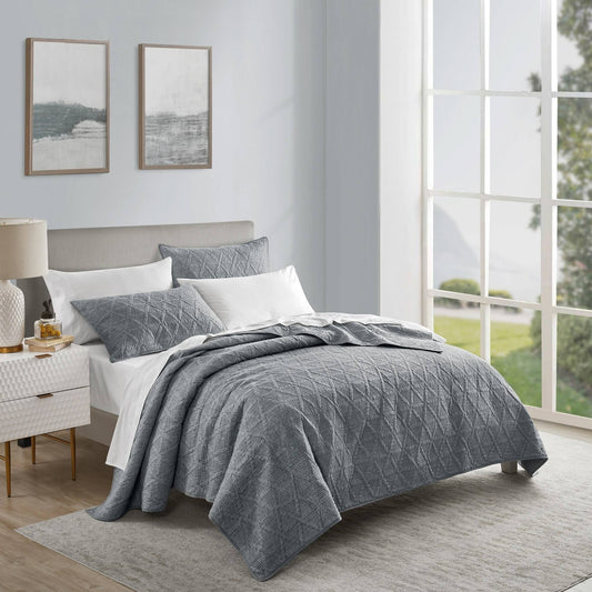 Beaute Living Space Dyed 3 Piece Quilt Set - Silver Grey - King VKJ8_K8UBQ27