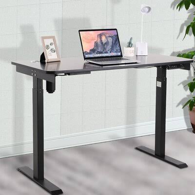 Single Motor Electric Height Adjustable Standing Desk Inbox Zero Color (Top/Frame): Black/Black PYF0_G0JYO03