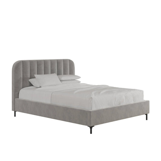 Queen Cara Velvet Upholstered Bed Gray - Room  Joy XYT1_X0PXG93