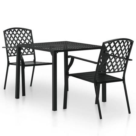 3 Piece Bistro Set Steel Black, Mens, Size: 15.2 AJR1_J5XYN88