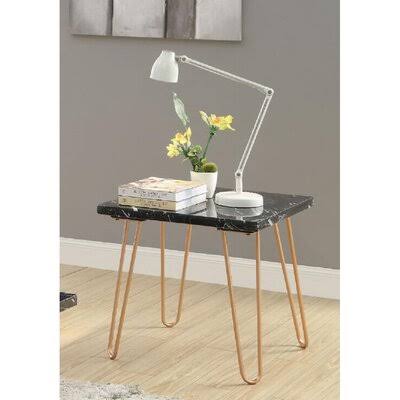 End Table in Black Marble  Gold Everly Quinn Top Color/Base Color: Black/Gold WHH7_E6XOS90