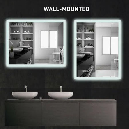 Wonline 35 inchx27 inch Anti-Fog Mirror Bathroom LED Smart Touch Makeup Vanity Mirror Dimmable, Size: #2, White ZJX8_G6YVT56