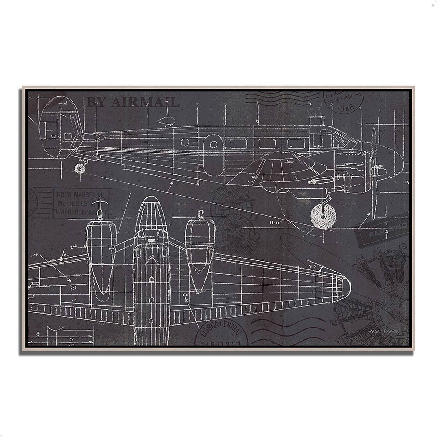 32x22 x 47x22 Plane Blueprint I by Marco Fabiano Fine Art Giclee Print RYA3_X5LTE48