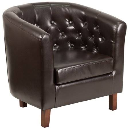 Brown LeatherSoft Tufted Barrel Chair, Mens, Size: 29.5 W x 28 D x 30 H MBE1_R1NUE21