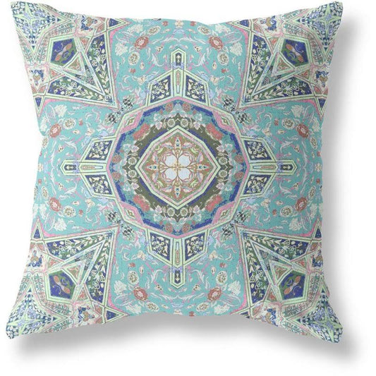 Buddha Flower Ceremony Blown and Closed Pillow Aqua Brown 20x22x20x22 EHQ4_Y1JTU23