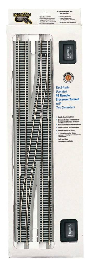 Bachmann Trains - Snap-Fit E-Z Track #6 Remote Crossover Turnout - Right (1/box) - Nickel Silver Rail with Gray Roadbed - HO JWK5_O7WJI31