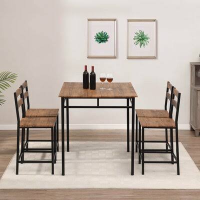 5-Piece Counter Height Dining Set with Sturdy Metal Frame 17 Stories KIH7_P3WEG08