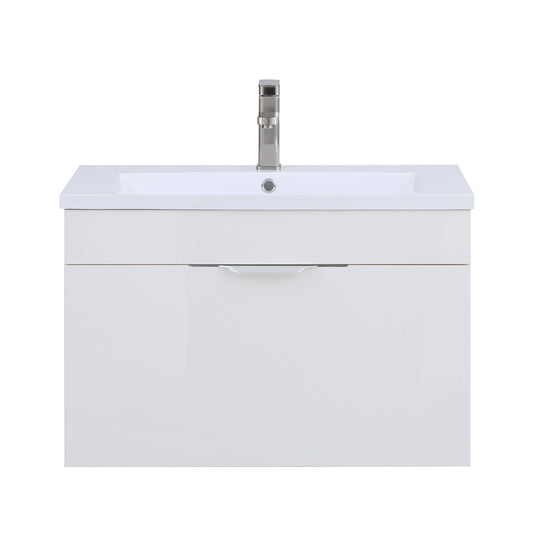 Stufurhome Delilah 30 inch Wall Mounted Single Sink Bathroom Vanity, No Mirror - Gloss White OPL0_J7VGF17