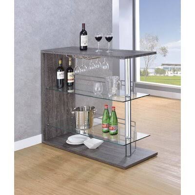 Anelyse Bar with Wine Storage Orren Ellis Color: Gray MNR2_W0MWH82