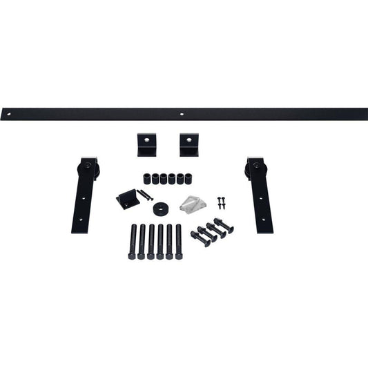 Premium J-Strap Barn Door Hardware Set w/ 8& Track for 1 3/4x22 Doors, Dark Gray DMQ5_V9FEV43