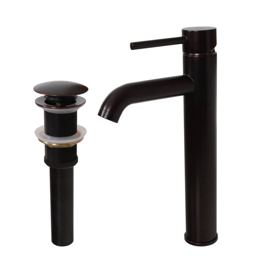 Elite F371023ORB Oil-Rubbed Bronze Tall Single-Handle Bathroom Vessel Faucet and Pop-Up Drain - Faucet and Pop-Up Drain (No Moun QEF3_R3BNC78