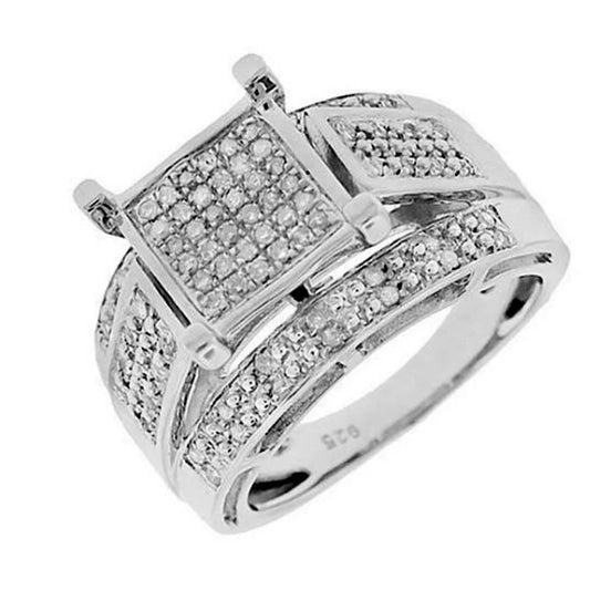 Sterling Silver 1/3ct TDW Square-Set Paved Diamond Ring - White G-H - White G-H (Size: 11 - White), Womens XQU5_I2ZIC81