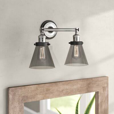 Bonneau 2-Light Dimmable Vanity Light 17 Stories Finish: Polished Nickel/Matte Black, Shade Color: Plated Smoke VJT8_O0GQB49