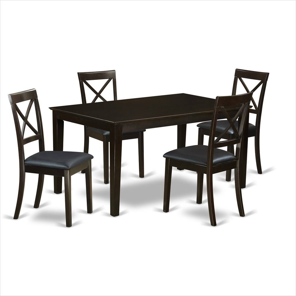 East West Furniture CABO5S-CAP-LC 5 PC Dining Room Set- Top Dining Table and 4 Leather Dining Chairs PVA6_Q0IZN03