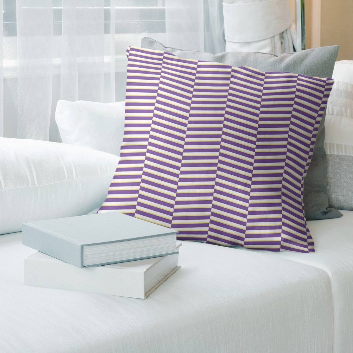 Porch  den Blaze Two-Tone Fractured Stripes Throw Pillow - 26 x 26 - Purple  Yellow - Polyester QPX4_V4SBU05