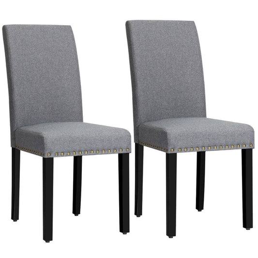 Set of 2 Fabric Upholstered Dining Chairs with Nailhead - Grey YVY9_D9OST81