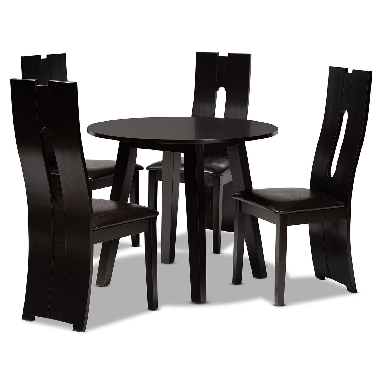 Baxton Studio Torin Modern and Contemporary Dark Brown Faux Leather Upholstered and Dark Brown Finished Wood 5-Piece Dining Set XJH1_T5LRW89