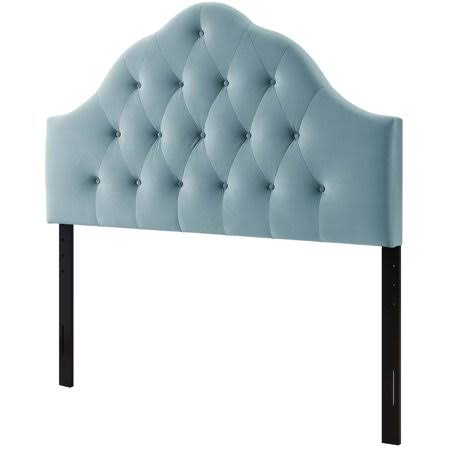 America Luxury Contemporary Modern Urban Designer Bedroom Full Size Tufted Headboard, Velvet Fabric, Light Blue QQU0_A8VJK32