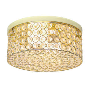 Elegant Designs 12 inch Elipse Crystal 2 Light Round Ceiling Flush Mount, Gold WHW1_M2PHX09