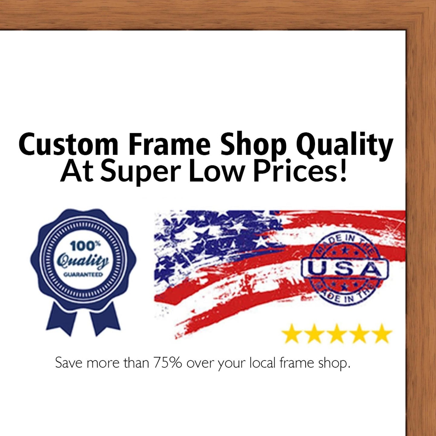 CustomPictureFrames 36x36 - 36 x 36 Honey Pecan Flat Solid Wood Frame with UV Framers Acrylic  Foam Board Backing - Great  QUL2_G9LLR50