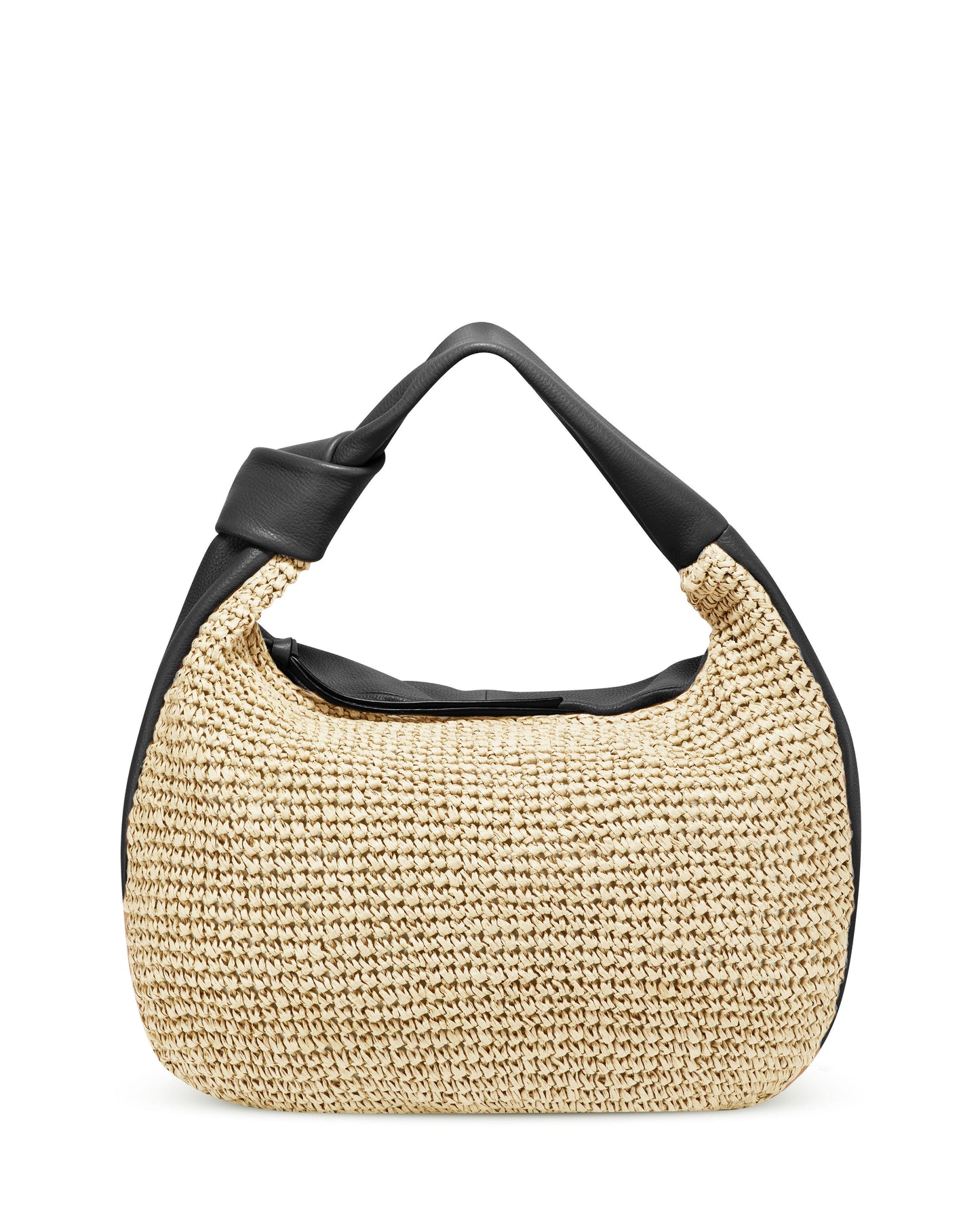 Vince Camuto Shany Straw and Leather Hobo Bag - Black Multi ZZE0_S3ANH95