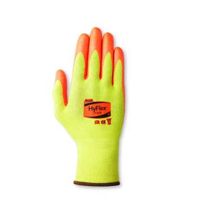 Ansell HyFlex 11-515 Orange/Yellow 6 Kevlar Cut-Resistant Gloves - ANSI-ISEA A5 Cut Resistance - Nitrile Palm  Fingers Coat BZL6_Z8GZW38