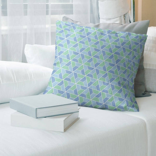 Two Color Trapezoids Throw Pillow - 26 x 26 - Teal  Green - Cotton SLJ4_Q9LMM27