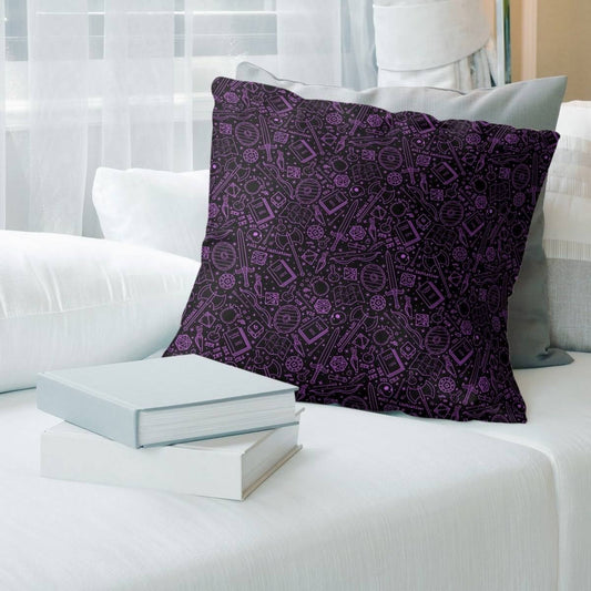 Warm Color Lines RPG Pattern Throw Pillow - 18 x 18 - Violet - Polyester HSE1_O8BQC42