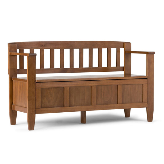 Wyndenhall Riverside Solid Wood 48 inch Wide Contemporary Entryway Storage Bench - 20 inch Wide - Medium Saddle Brown GIB0_B3VZK08