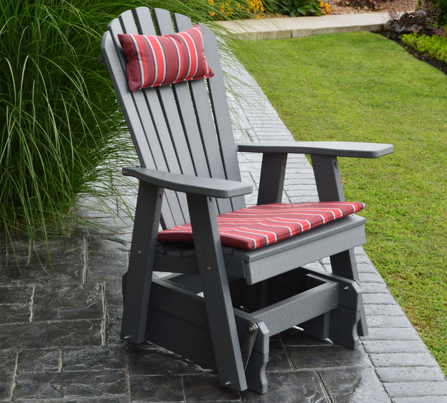 AL Furniture Co. Poly Adirondack Glider Chair, Al Dark Gray FFU4_L3PSW18