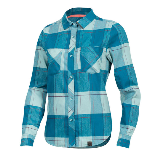 Pearl Izumi Womens Rove Long Sleeve Shirt-Teal/Aquifer Plaid DBL6_Y7OYW29