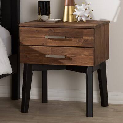 Beckford 2 Drawer Wood Nightstand Millwood Pines PCP7_Y0SXG83