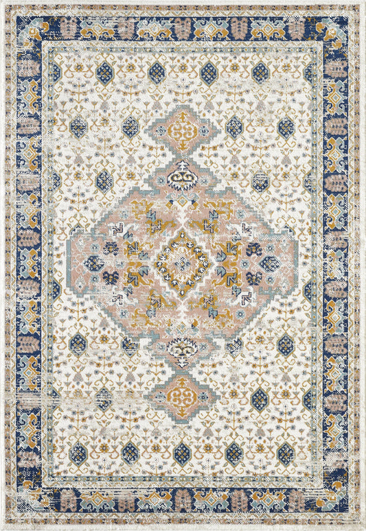 Abani Porto 7&9x22W x 10& 2x22D PRT150A Traditional Ivory/Orange Medallion Rug PPG9_I0XNP87