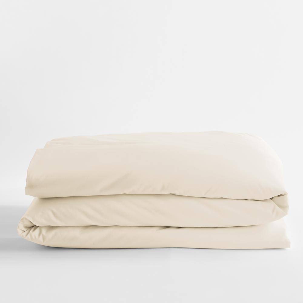 The Company Store Legends Luxury Solid Cream Cotton Sateen Queen Duvet COVER, Ivory FXD4_O8TWP66