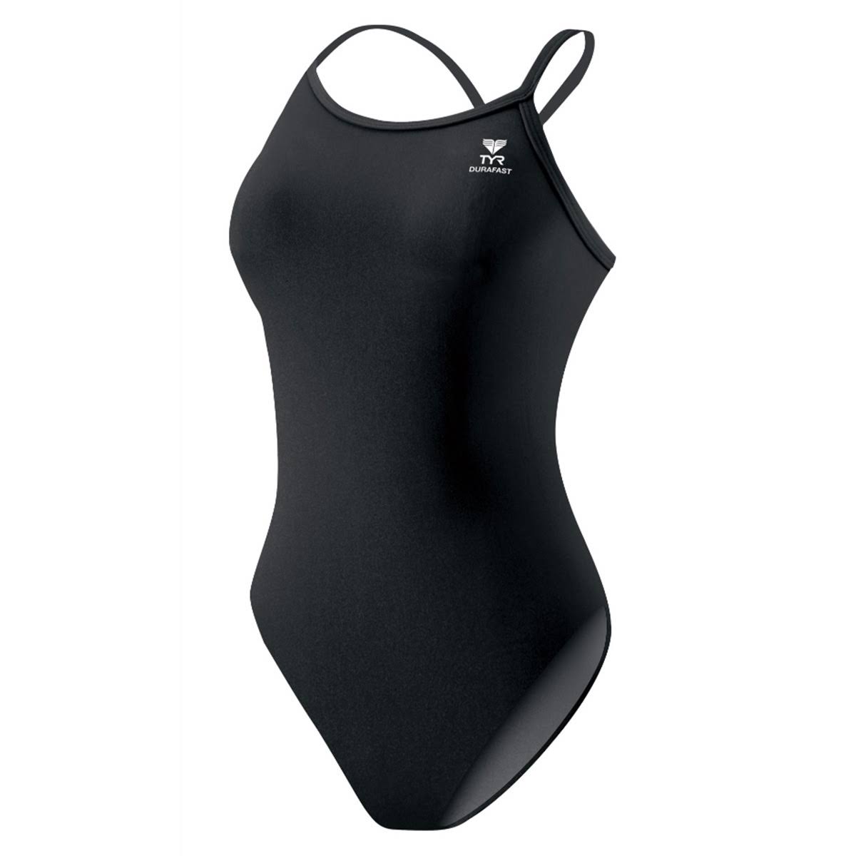 TYR Durafast Solid Diamondfit Swimsuit - Color - Black,Size - 28 NQK9_Y1KAV03